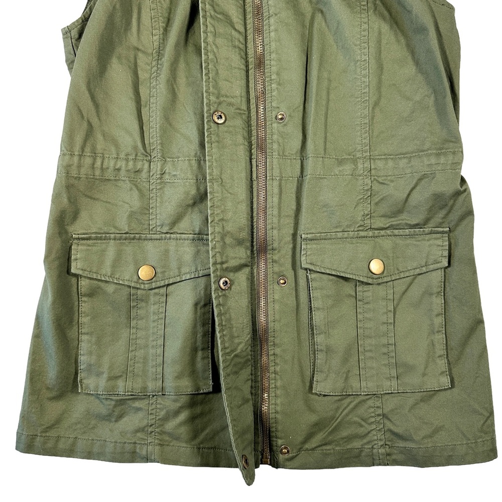 Market & Spruce Women’s Olive Green Utility Vest Hooded Size Small (NWT) - Picture 3 of 10